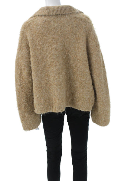 Zara Womens Beige Collared Long Sleeve Polyester Pullover Size S