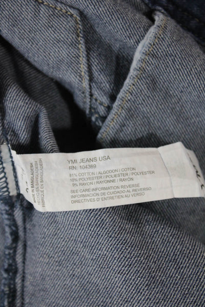 Ymi Womens Basic Jacket Blue Button Cotton Blend Long Sleeve Size M