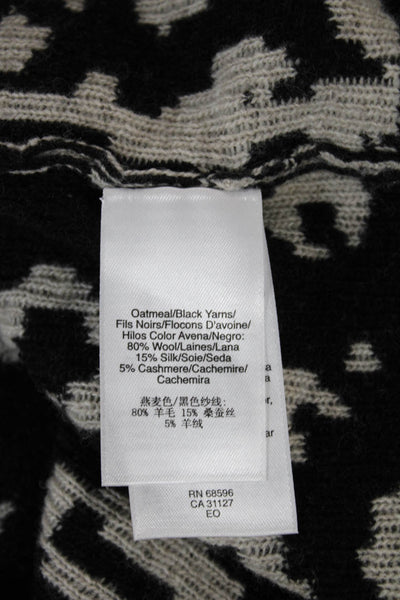 DKNY Womens Tunic Sweater Black Wool Crew Neck Long Sleeve Animal Print Size S