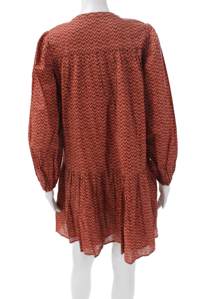 Steele Womens Orange Cotton Collared Shift Dress Long Sleeve Knee Length Size S