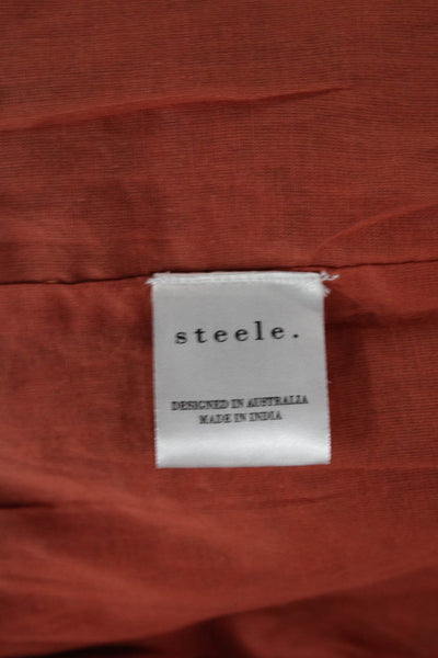 Steele Womens Orange Cotton Collared Shift Dress Long Sleeve Knee Length Size S