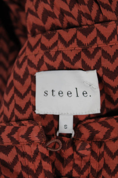 Steele Womens Orange Cotton Collared Shift Dress Long Sleeve Knee Length Size S