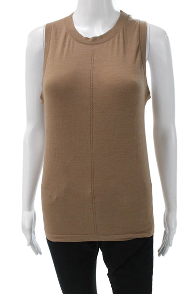 Athleta Womens Basic Sleeveless Tank Brown Polyester Crew Neck Solid Size S