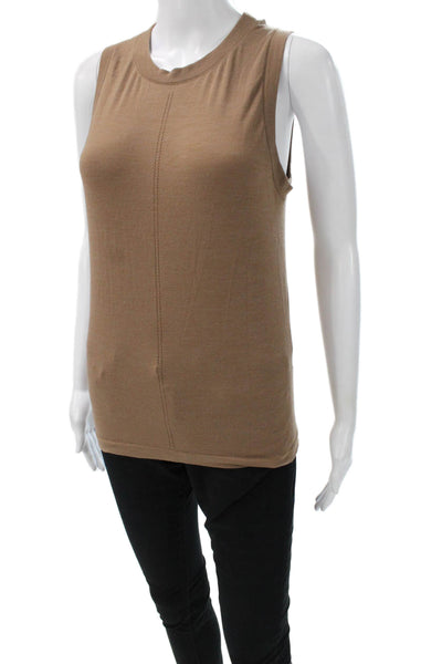 Athleta Womens Basic Sleeveless Tank Brown Polyester Crew Neck Solid Size S