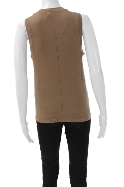 Athleta Womens Basic Sleeveless Tank Brown Polyester Crew Neck Solid Size S