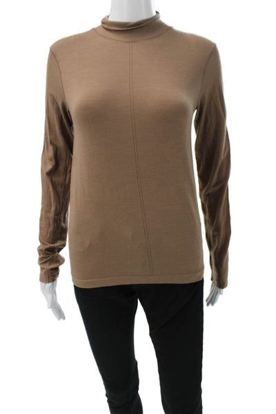 Athleta Women Casual Mock Neck Long Sleeve Pullover Brown Polyester Size S