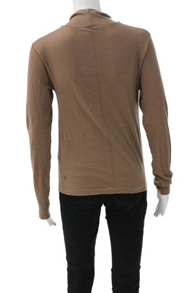 Athleta Women Casual Mock Neck Long Sleeve Pullover Brown Polyester Size S
