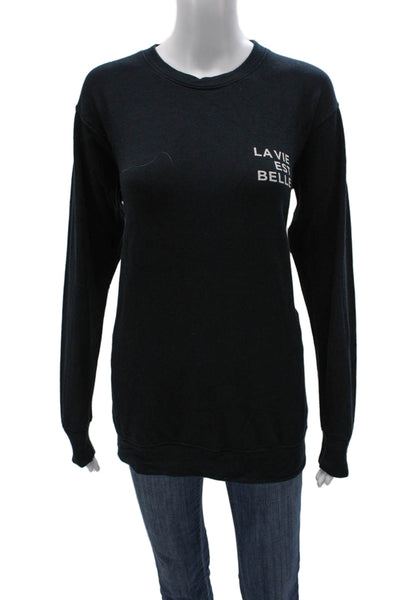 Sundry Womens Pullover Sweatshirt Black Modal Crew Neck Long Sleeve Size 0