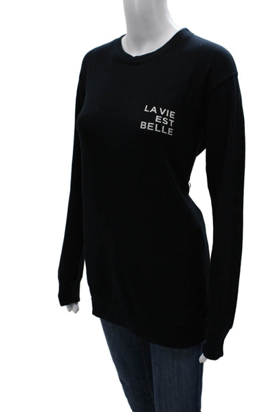 Sundry Womens Pullover Sweatshirt Black Modal Crew Neck Long Sleeve Size 0