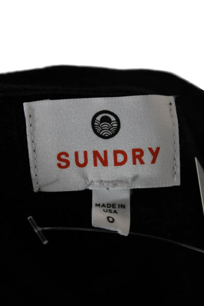 Sundry Womens Pullover Sweatshirt Black Modal Crew Neck Long Sleeve Size 0