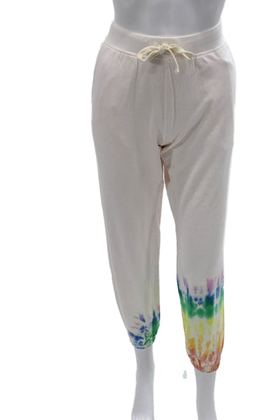 Electric & Rose Womens Tie Dye Jogger Pants White Pima Cotton Size M