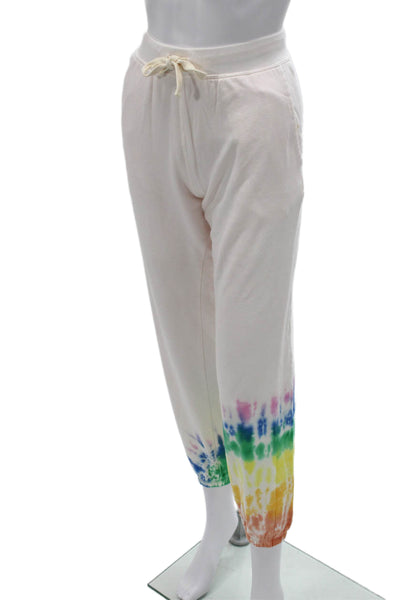 Electric & Rose Womens Tie Dye Jogger Pants White Pima Cotton Size M
