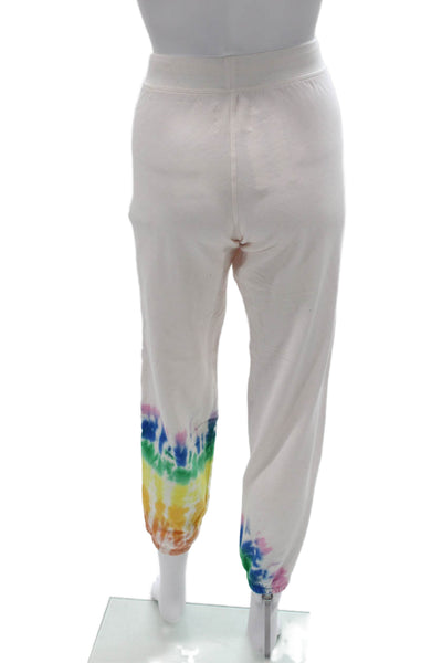 Electric & Rose Womens Tie Dye Jogger Pants White Pima Cotton Size M