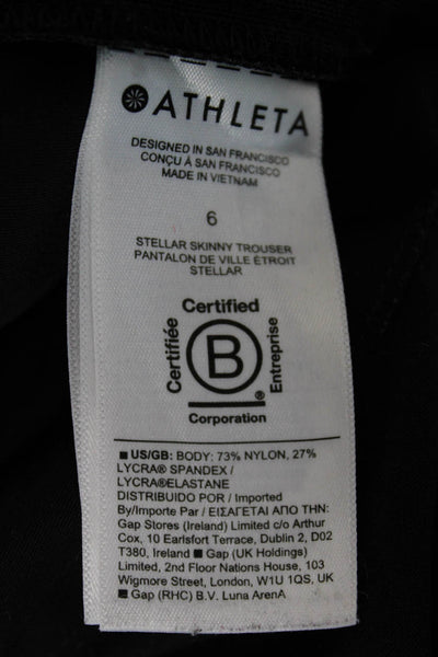 Athleta Womens Skinny Pants Black Nylon Zip 27 Inseam Size 6