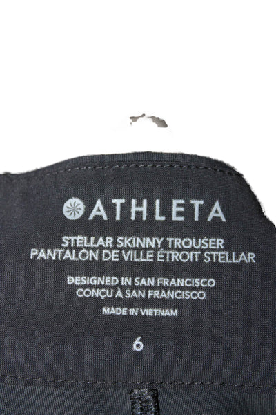 Athleta Womens Skinny Pants Black Nylon Zip 27 Inseam Size 6