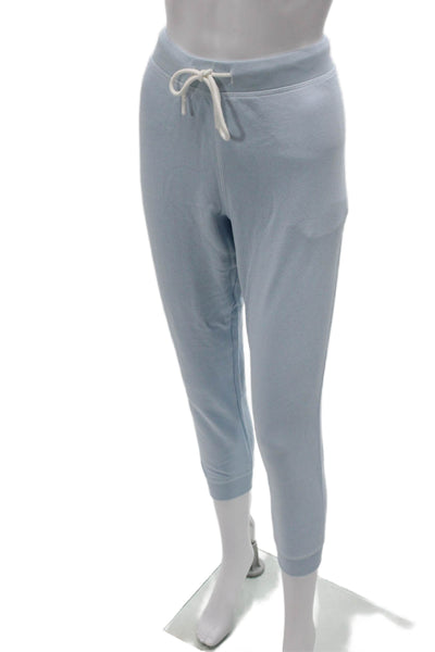 Leallo Women Capri Pants Blue Cotton Drawstring Size S