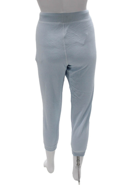 Leallo Women Capri Pants Blue Cotton Drawstring Size S