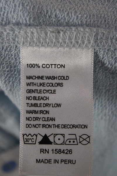 Leallo Women Capri Pants Blue Cotton Drawstring Size S