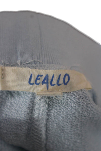 Leallo Women Capri Pants Blue Cotton Drawstring Size S