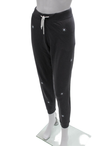 Leallo Women Jogger Pants Gray Cotton Geometric Drawstring Size M