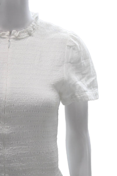 Me + Em Womens Cropped High Neck Cotton Short Sleeve Blouse Size 4