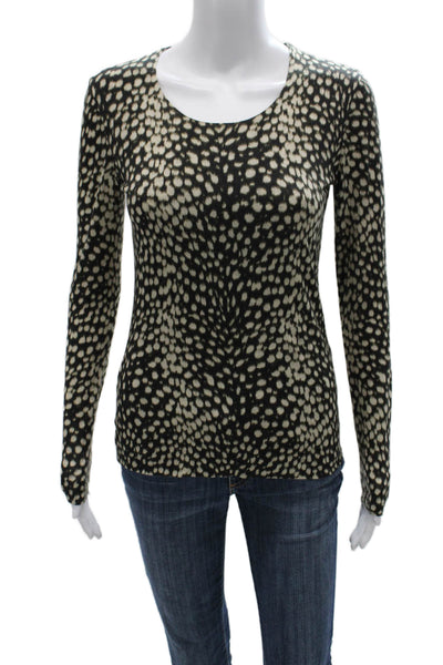Akris Women Cashmere Animal Print Pullover Sweater Black Long Sleeve Size 4