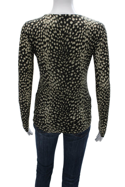 Akris Women Cashmere Animal Print Pullover Sweater Black Long Sleeve Size 4