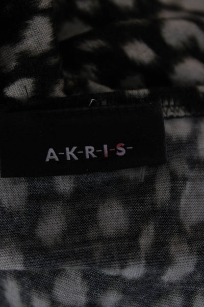 Akris Women Cashmere Animal Print Pullover Sweater Black Long Sleeve Size 4
