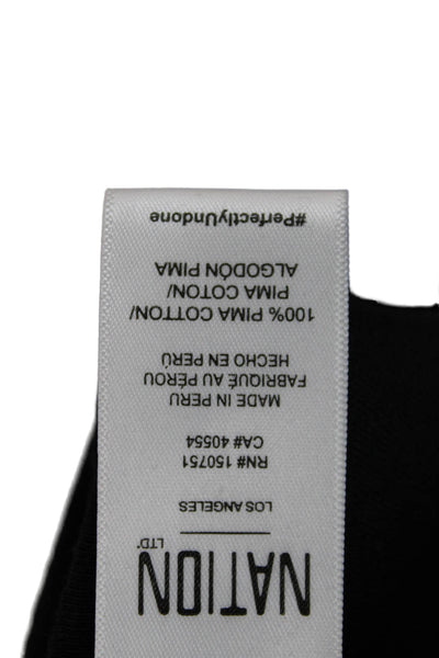 Nation LTD Women Basic Black Pima Cotton Scoop Neck Long Sleeve T-Shirt Size M