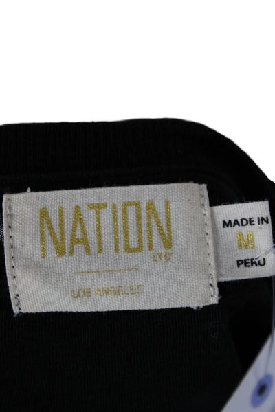 Nation LTD Women Basic Black Pima Cotton Scoop Neck Long Sleeve T-Shirt Size M