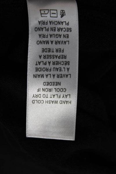 Frame Shirt Womens Basic T-Shirt Black Linen Long Sleeve Round Neck Size M