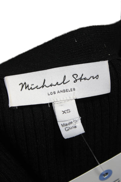 Michael Stars Women Black V-Neck Basic 3/4 Sleeve Viscose T-Shirt Size XS