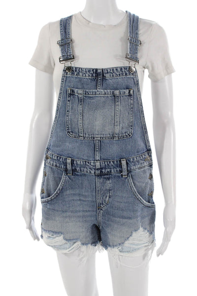 Pistola Women Overall Jumpsuit Blue Square Neck Buckle Sleeveless Size XS