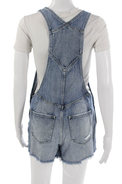 Pistola Women Overall Jumpsuit Blue Square Neck Buckle Sleeveless Size XS