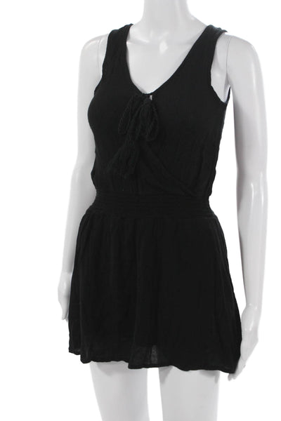 Ocean Drive Women Tank Dress Black V-Neck Rayon Sleeveless Short Size M