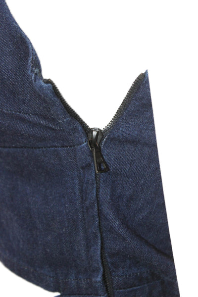 3x1 NYC Women Sleeveless Sweetheart Cotton Jumpsuit Blue Zip Size XS