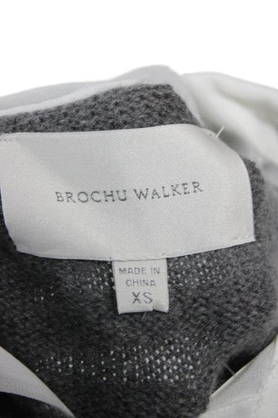 Brochu Walker Women Sweater Dress Wool Gray Long Sleeve Crew Neck Short Size XS
