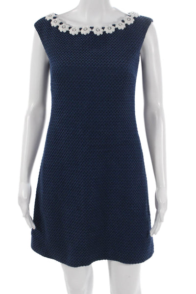 Boutique Moschino Women Shift Dress Sleeveless Blue Cotton Knee Length Size 40