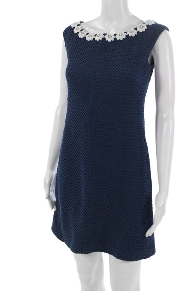 Boutique Moschino Women Shift Dress Sleeveless Blue Cotton Knee Length Size 40
