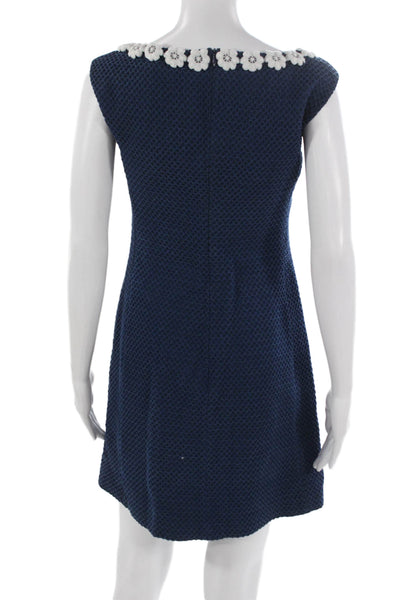 Boutique Moschino Women Shift Dress Sleeveless Blue Cotton Knee Length Size 40