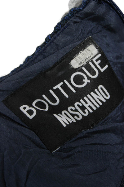 Boutique Moschino Women Shift Dress Sleeveless Blue Cotton Knee Length Size 40