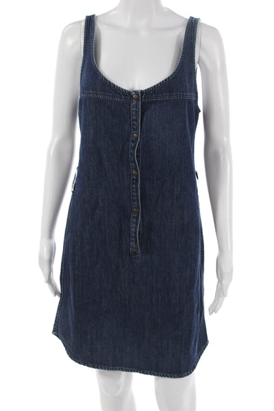 Citizens of Humanity Women Tank Dress Blue Cotton Scoop Neck Knee Length Size 4