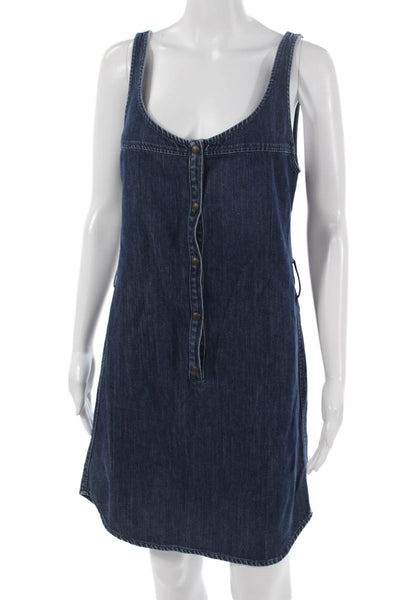 Citizens of Humanity Women Tank Dress Blue Cotton Scoop Neck Knee Length Size 4
