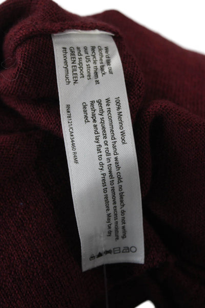Eileen Fisher Womens Merino Sweater Dress Red Scoop Neck Long Sleeve Size PP