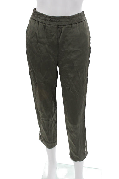 Brunello Cucinelli Womens Green Acetate Jogger Pants Pull On Hem Loose Size 2