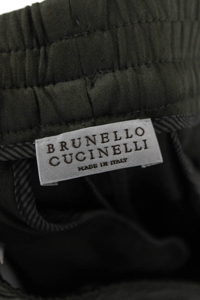 Brunello Cucinelli Womens Green Acetate Jogger Pants Pull On Hem Loose Size 2
