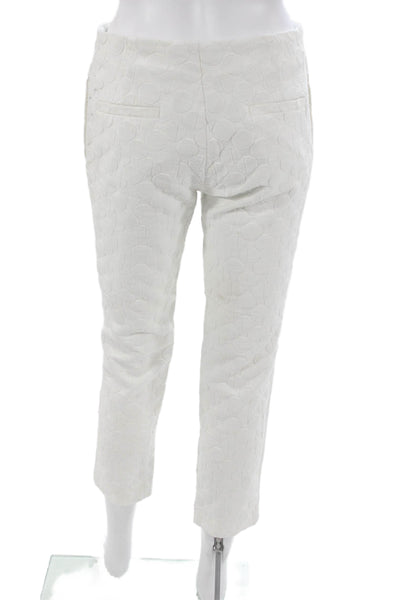 See by Chloe Women Cropped Pants White Geometric Cotton Zip Inseam 23 Size 4