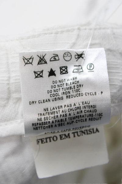 See by Chloe Women Cropped Pants White Geometric Cotton Zip Inseam 23 Size 4