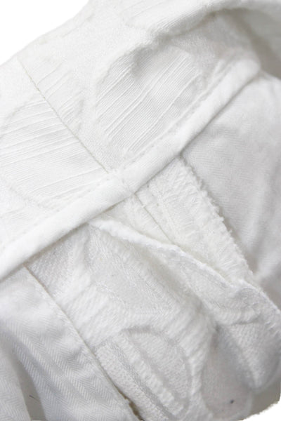 See by Chloe Women Cropped Pants White Geometric Cotton Zip Inseam 23 Size 4