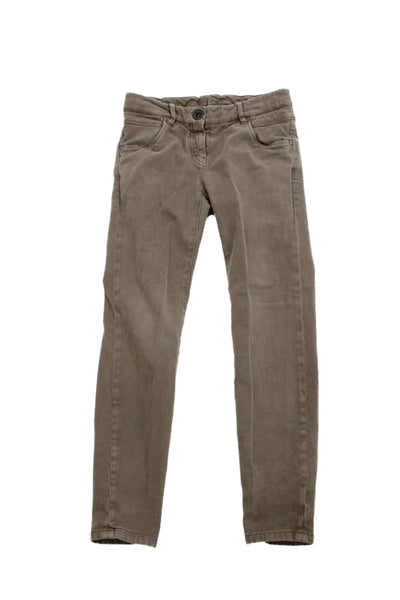 Brunello Cucinelli Women Skinny Jeans Brown Cotton Blend Button Size 2